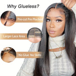 20 Inch Glueless Straight Human Hair Wig - 4x4 HD Lace Front Closure, Pre-Plucked and Pre-Cut, 180% Density, Ready to Wear, Natural Black, Soft and Silky Texture, Breathable Cap, Heat Resistant, Tangle-Free, Suitable for Dail
