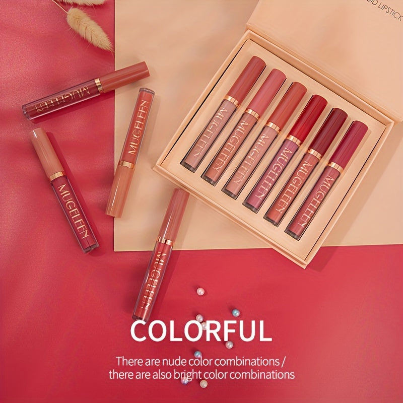 6-Pack Matte Lip Gloss Set with Long-Lasting Waterproof And Non Fading Lip Gloss, Suitable for Beauty Enthusiasts And Beginners. Perfect Mother'S Day Gift