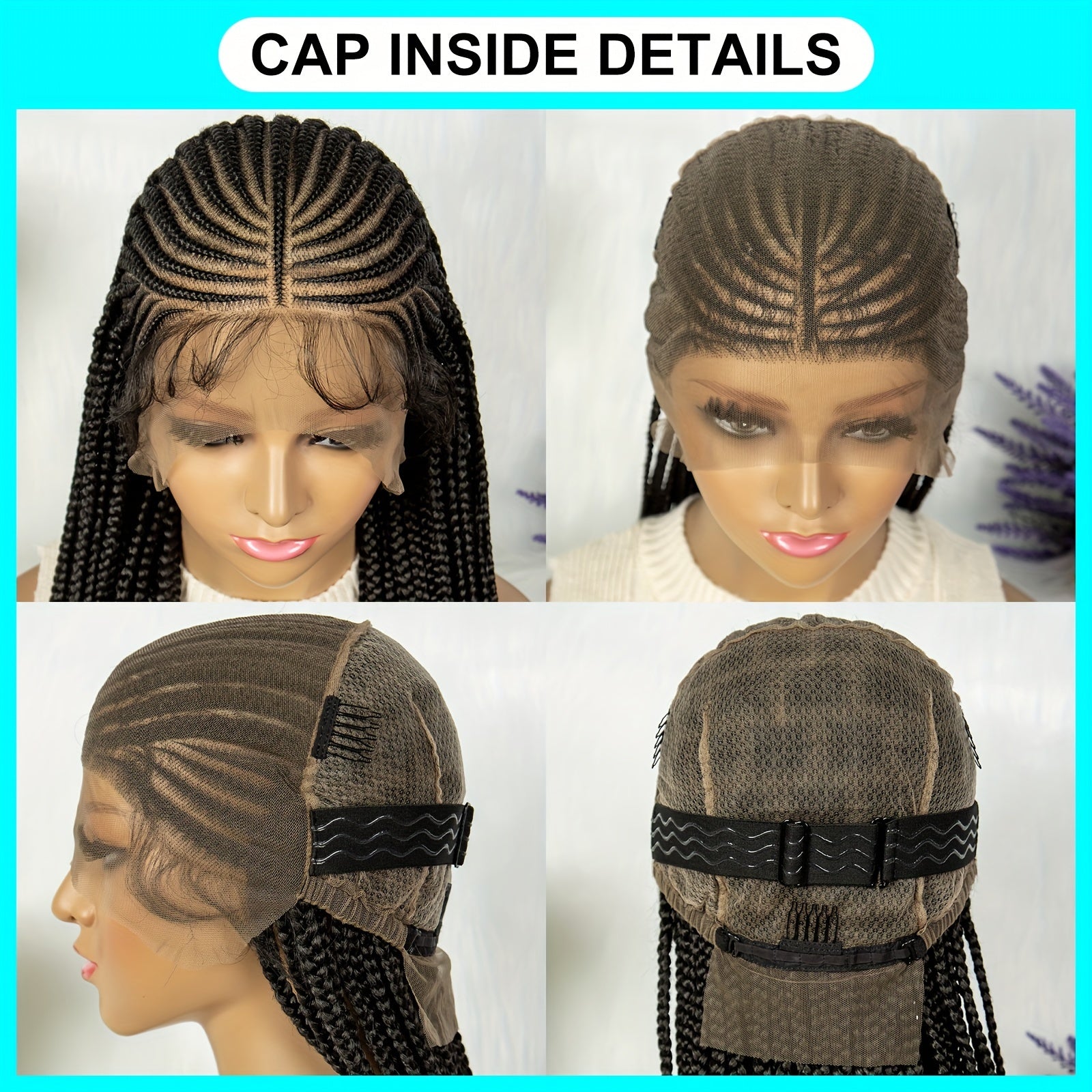 36 Inch Conrow Braided Wigs Lace Front Braided Wigs For Women Lace Braided Wigs Box Braid Wig Blended Handmade Braided Lace Front Wigs