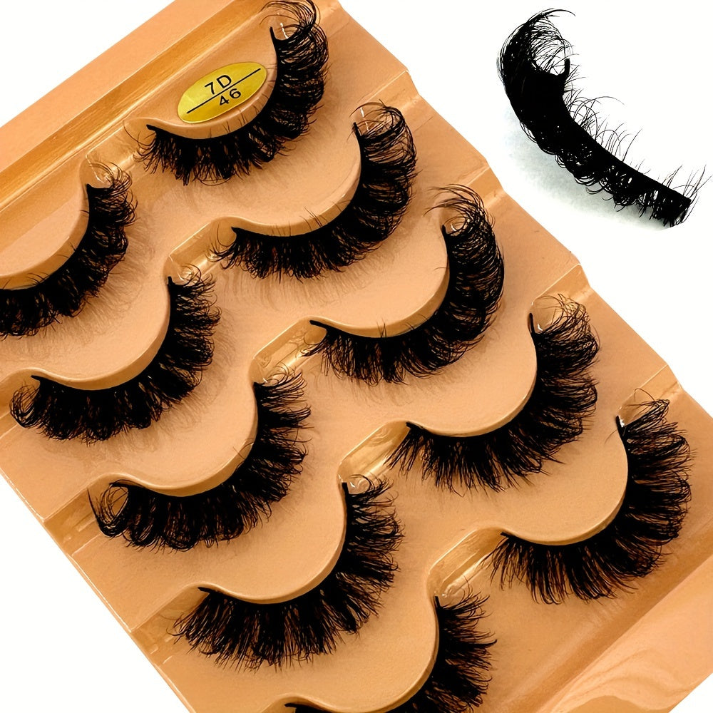 5 Pairs Cat Eye Eyelashes 3D Natural False Lashes D Curling Fluffy Soft Cross Manga Lashes Wispy Natural Eyelash Extension Makeup