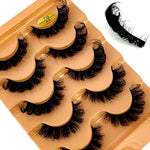 5 Pairs Cat Eye Eyelashes 3D Natural False Lashes D Curling Fluffy Soft Cross Manga Lashes Wispy Natural Eyelash Extension Makeup