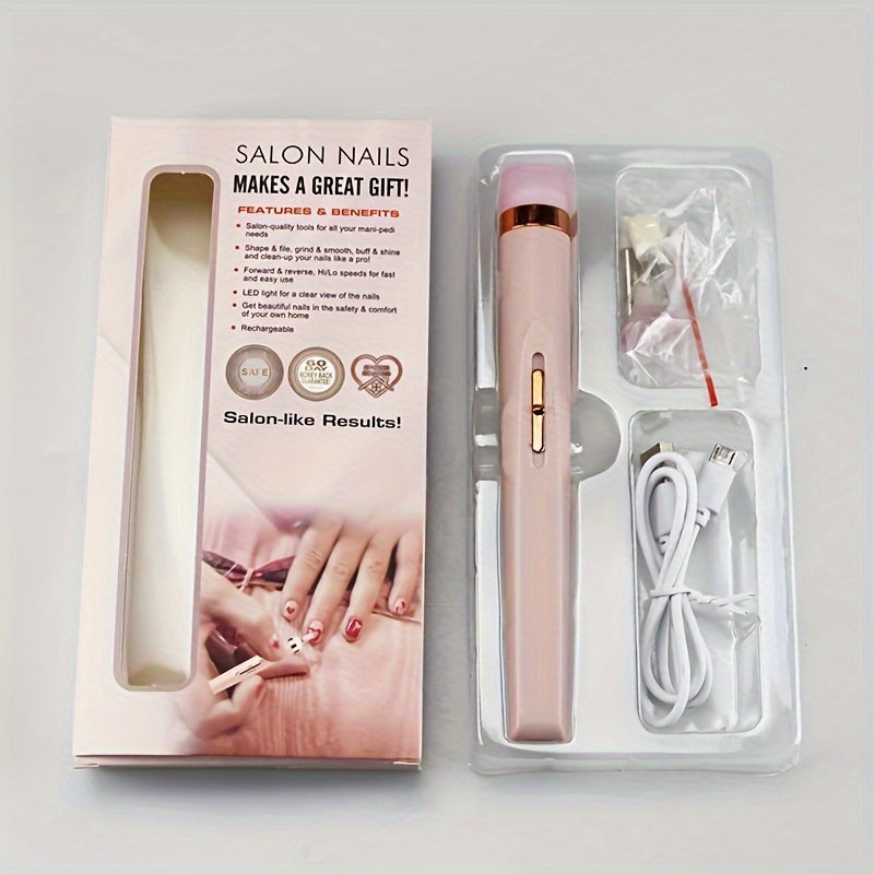 5-in-1 Electric Nail Polisher Pen - USB Rechargeable, Low Noise, Professional Manicure & Pedicure Kit for Hands, Feet & Nails