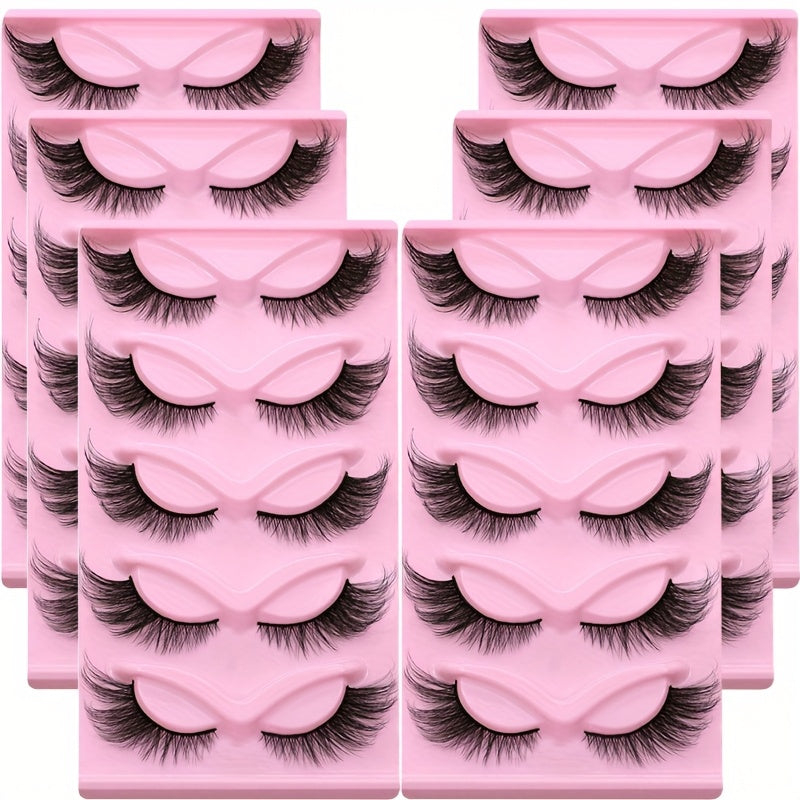15 Pairs Long Wispy Cat Eye Lashes – 3-Pack D Curl False Eyelashes, Elongated Strip Lashes for Bold, Fluffy Volume | Thick, Lightweight, and Reusable