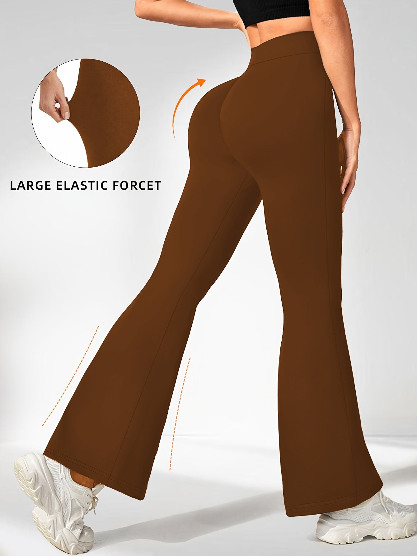1 pair of Women's bootleg yoga pants, tummy control fitness leggings with non-transparent flared design
