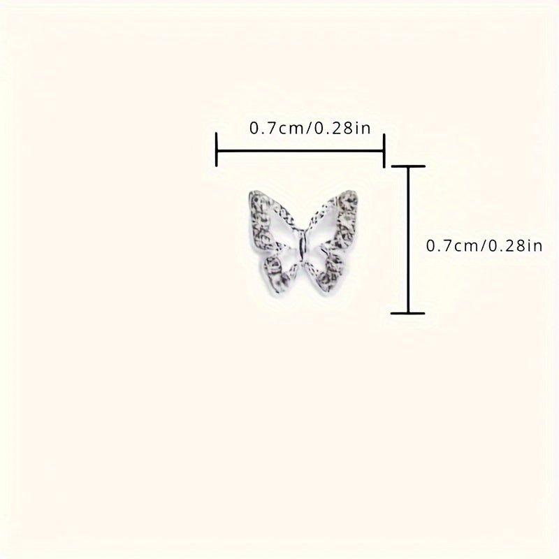 50pcs Elegant & Shiny 3D Butterfly Nail Charms, Golden Metallic Safe Formaldehyde-free Rhinestone Nail Art Decorations