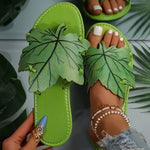 Women'S Maple Leaf Flat Sandals, Lightweight Soft Sole Summer Flats, Casual Beach Slides, All-season Slip-on Open Toe Strappy Back Shoes with TPR Sole