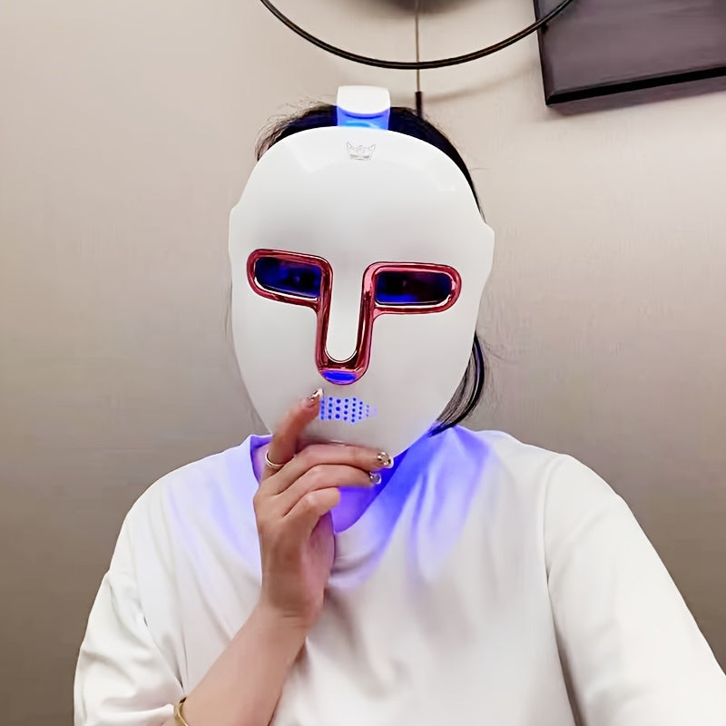 7-Color LED Light Therapy Face & Neck Mask – Rechargeable Skincare Mask for Anti-Aging, Acne, and Glow Boosting – Perfect Valentine's Day Gift for Women