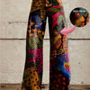 Women'S Rainforest Plants and Flowers Nature Print Thin Casual Denim Wide Legs 3D Fashion Flared Pants, Women'S Autumn Winter Pants