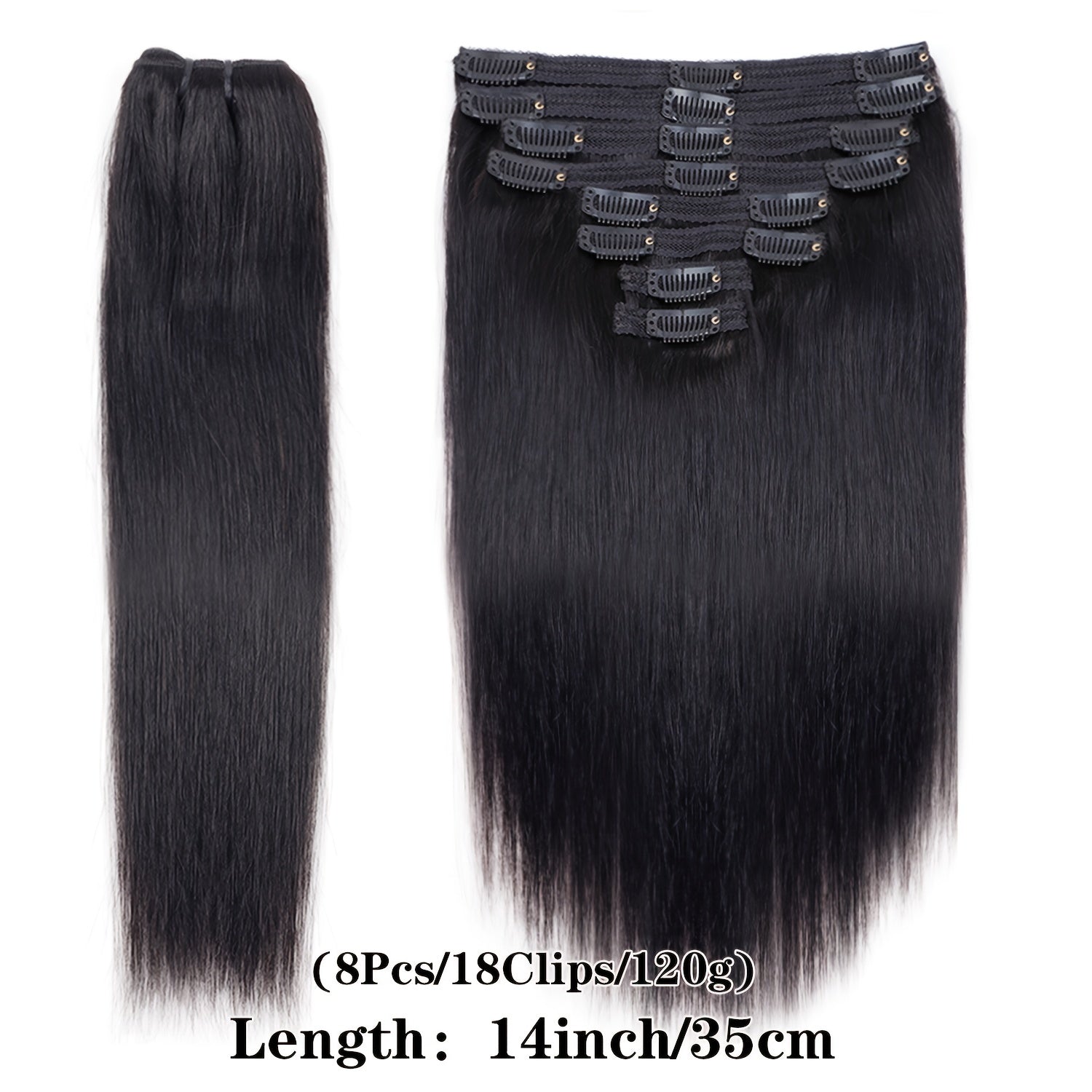 Straight Real Human Hair Clip In Hair Extensions 100% Unprocessed Virgin Human Hair Clip In Seamless Real Human Hair Clips Hair Accessories 8Pcs/Set With 18 Clips 120g