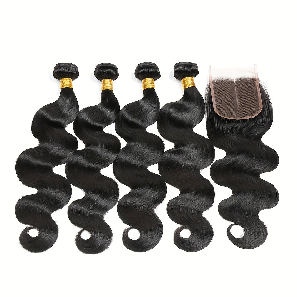 4 Body Wave Bundles with 4x4 Closure Free Part Brazilian Human Hair extension With Closure Virgin Hair 100% Unprocessed Human Hair