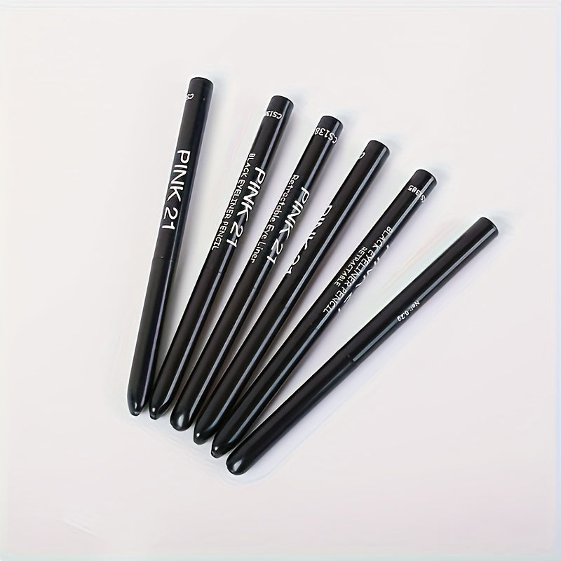 5-Pack Waterproof Black Eyeliner Pencils – Long-Lasting, Smudge-Proof & Sweat-Resistant, Easy Glide Formula for Sharp, Transfer-Proof Lines