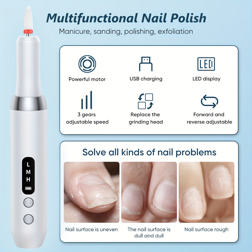Professional Electric Nail Drill Polishing Machine Dead Skin Removal Art Sanding File Pen Nails Polisher Grinder Manicure Tools
