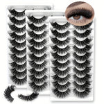 30 Pairs of Slender Imitation Mink Eyelashes, Fluffy Handmade False Eyelash Strips, Natural and Beautiful Softness, Super Soft Stem D Curve, 10-Pair Pack Luxury Cat Eye Lashes Best Gift for Halloween, Valentine's Day Birthday
