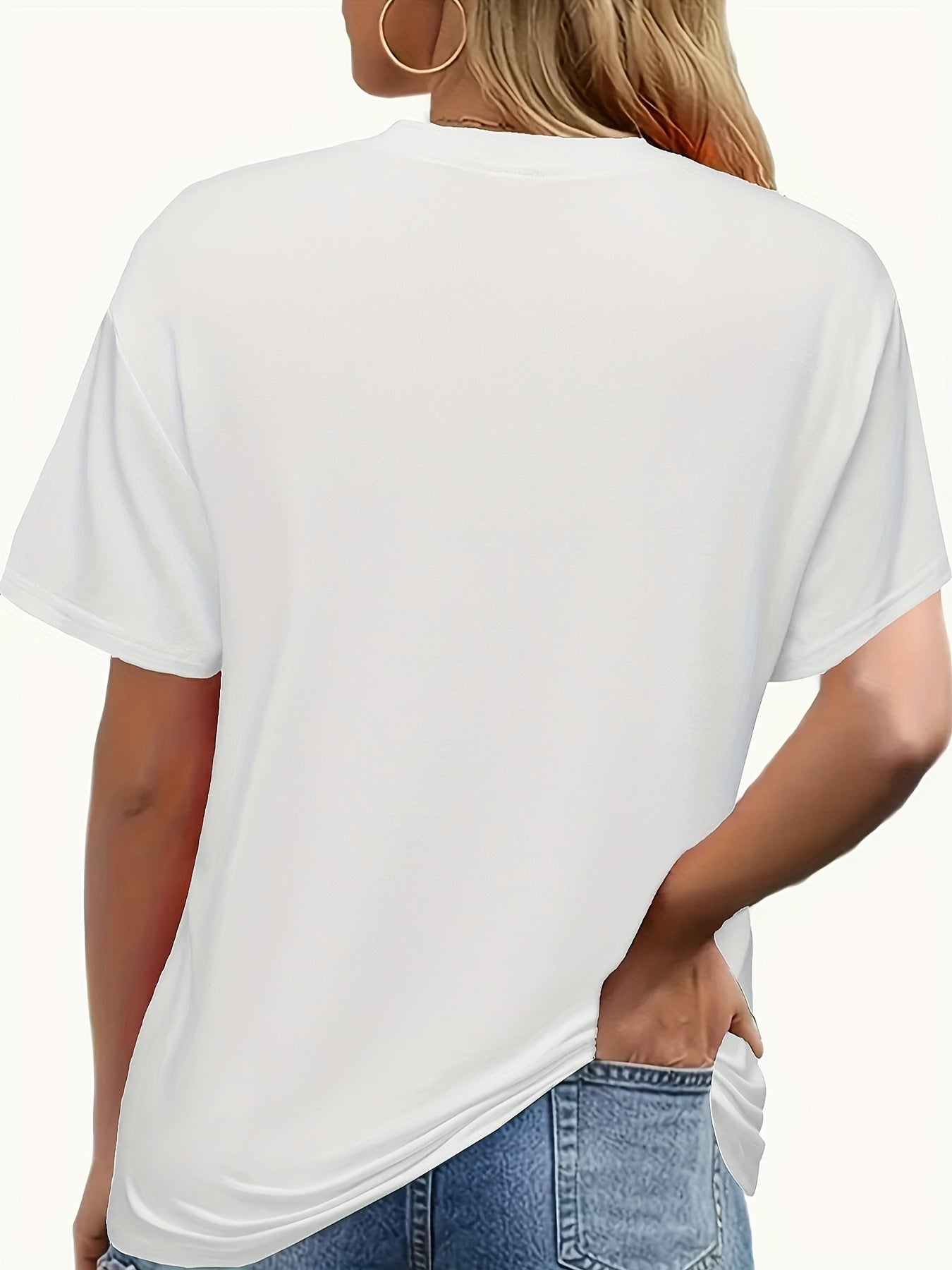 [All-Season Comfortable Graphic Tee] Chic Alphabet-Print Tee - Versatile, Easy-Care & Comfortable, Women'S Casual All-Season T-Shirt Fashionable Womens Graphic Print T-Shirt - Casual Short Sleeve Crew Neck Top - Lightweight &