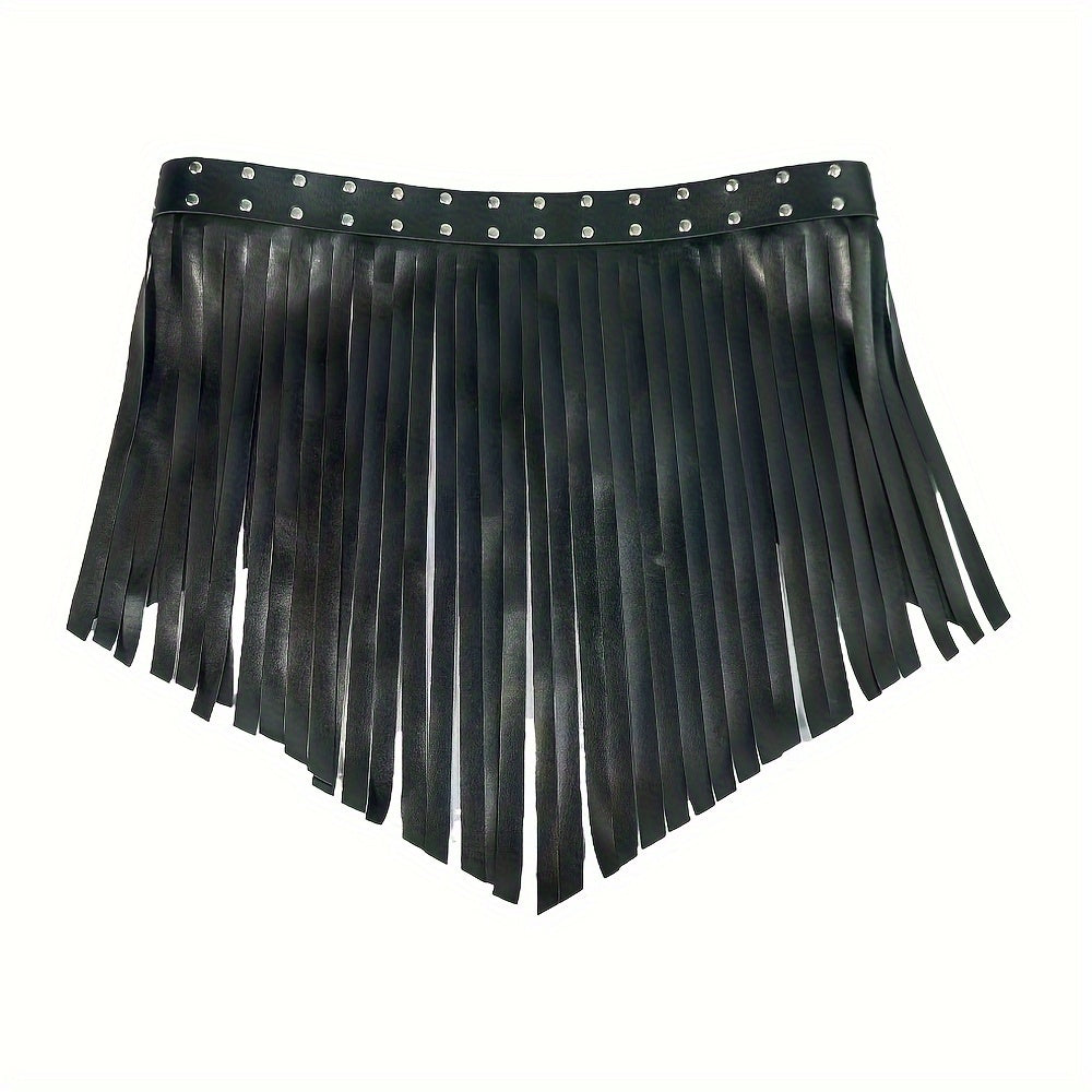 Fashionable Black Leather Fringe Skirt - Perfect for Daily Wear and Parties
