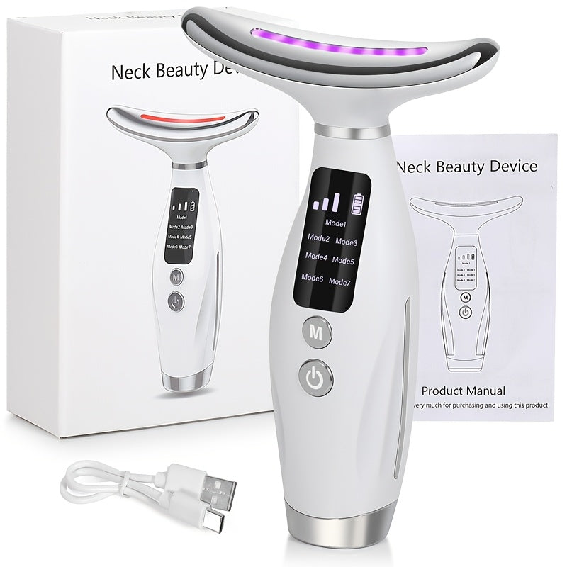 All-in-One Facial & Neck Rejuvenation Device - Cleansing, Microcurrent, Warm Moisturizing | Rechargeable Lithium Battery | Ideal Gift for Women, Beauty Device|Modern Aesthetic|Ergonomic Design