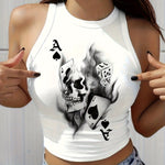 Vibrant Skull Print Crew Neck Tank Top - Soft, Breathable, Relaxed Fit, Sleeveless Design for Spring & Summer, Women's Casual Clothing, Perfect for Outdoor Activities
