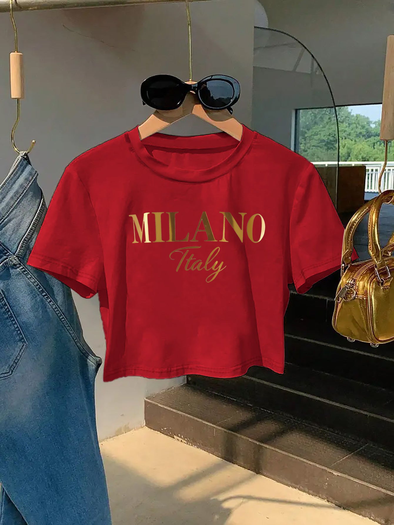 Milano Italy Graphic Tee for Women - Y2K Style, Soft & Comfortable Short Sleeve T-Shirt, Fashionable Letter Print Design, Perfect for Spring/Summer, Casual Wear Tee | Y2K Fashion | Soft Texture Tee