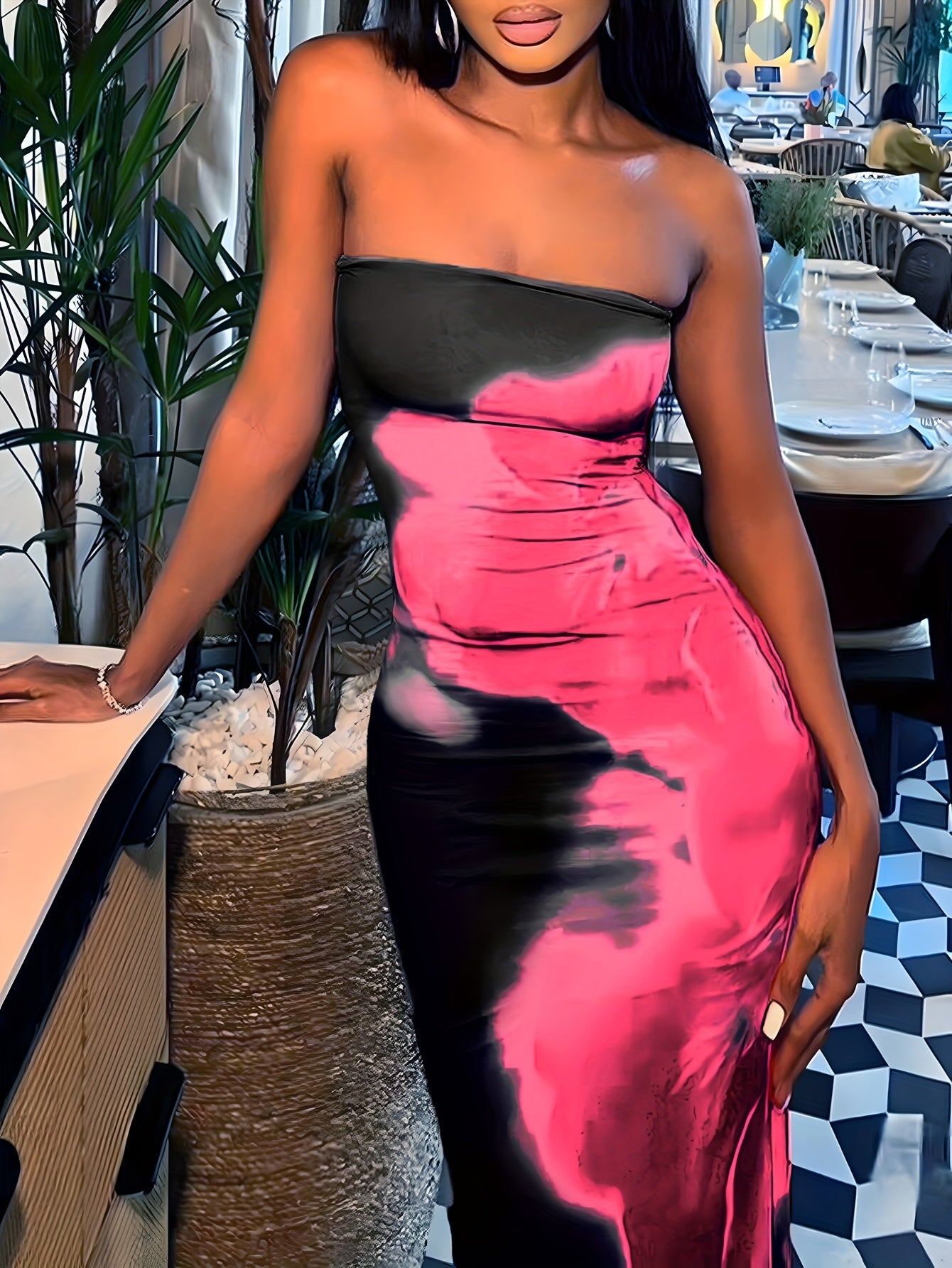 Elegant Floral Print Bodycon Midi Dress for Women - Casual Chic with Applique Detail, All-Season Wear