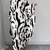 Ladies' Loose Batwing Sleeve Tie Abstract Random Print Elegant Long Dress, Super Long Skirt for Women'S Fashion, Casual Style Suitable for Spring And Summer.