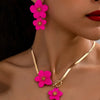 2pcs/set Fashionable and Elegant Flower Pendant Necklace and Earrings Jewelry Set Suitable for Women's Daily Gatherings, Parties, Holiday Travel, and as a Gift for Your Wife on Festivals
