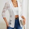 Elegant Women's Blazer - Sheer Lace, Open Front, 3/4 Sleeve, Polyester, Machine Washable