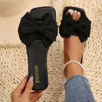 Women's Bowknot Decor Slide Sandals - Fashion Square Open Toe Flat Summer Shoes, Lightweight Slide Sandals - For Women - Perfect for Summer Beach, Vacation & Casual Wear - Ideal Gift for Her