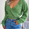 Vibrant Ombre Crisscross Knit Crop Top - Sexy Deep V-Neck, Medium Stretch, Mid Elasticity, Acrylic Fabric, Winter Season, Knit Fabric Weaving - Womens Fashionable Clothing for Fall and Winter