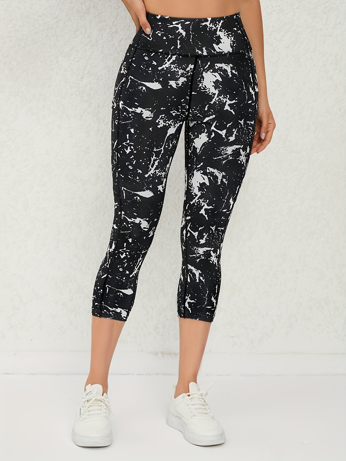 3pcs High Waist Yoga Capris Pants For Women, Tummy Control Workout Capri Leggings With Pockets, Fitness Running Capri Pants