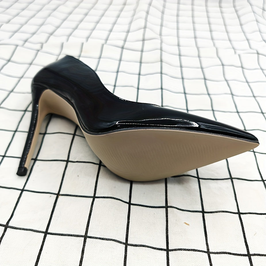 Women's Pointed Toe Pumps, All-match Black Slip On Office Business Dress High Heels, Comfy Work Stilettos