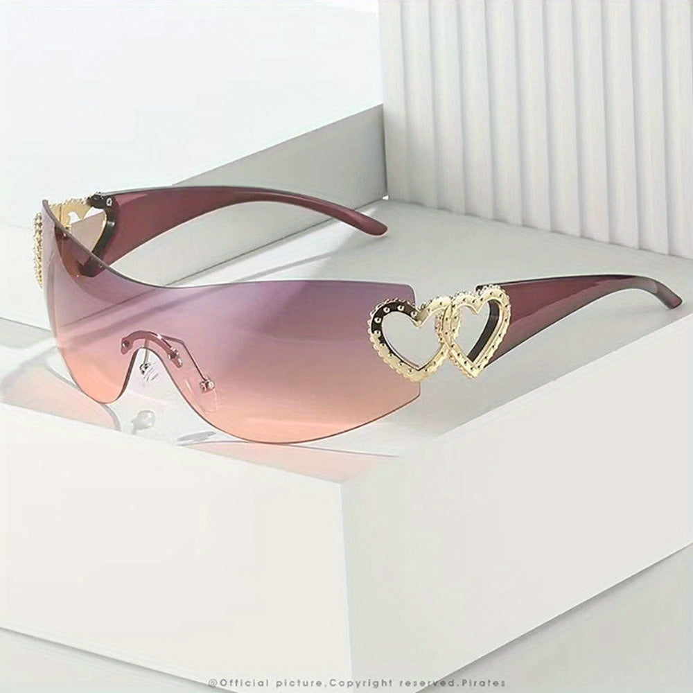 Fashion Glasses Heart Border Decorative Glasses, Gradient Lens, Anti-reflective, for Women, Party, Carnival, Festival Gift
