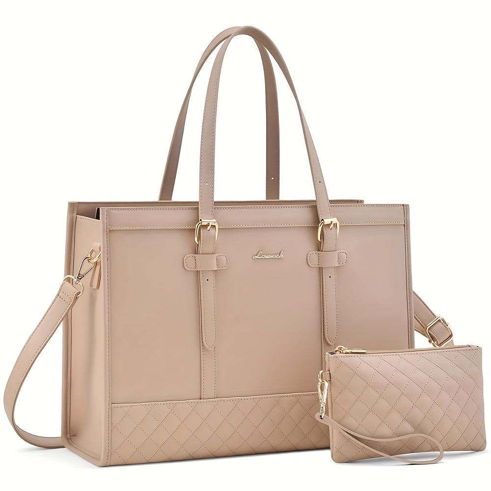 LOVEVOOK Women's makeup travel case, 17.3" - Spacious Work & Travel Briefcase with Clutch Purse, Durable Synthetic Synthetic Leather, Scent-Free, Campus Handbag | Quilted Exterior | Synthetic Synthetic Leather Bag
