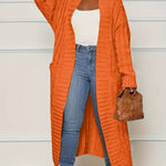 [Polyester Knit Cardigan] 100% Polyester Women's Casual Knit Cardigan - Solid Color Long Sleeve Open Front Sweater with Pockets - Versatile Knitwear for All Seasons