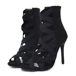 Hollow Fish Mouth Boots Roman Cross High Heels