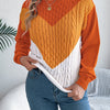 Color Block Crew Neck Sweater, Elegant Long Sleeve Sweater For Fall & Winter, Women's Clothing