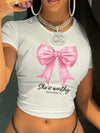 Women's Light Blue Casual Short Top with Pink Bow & "She Deserves" Proverb 13:9 Print - Soft Short Sleeve Summer Blouse for Casual Attire