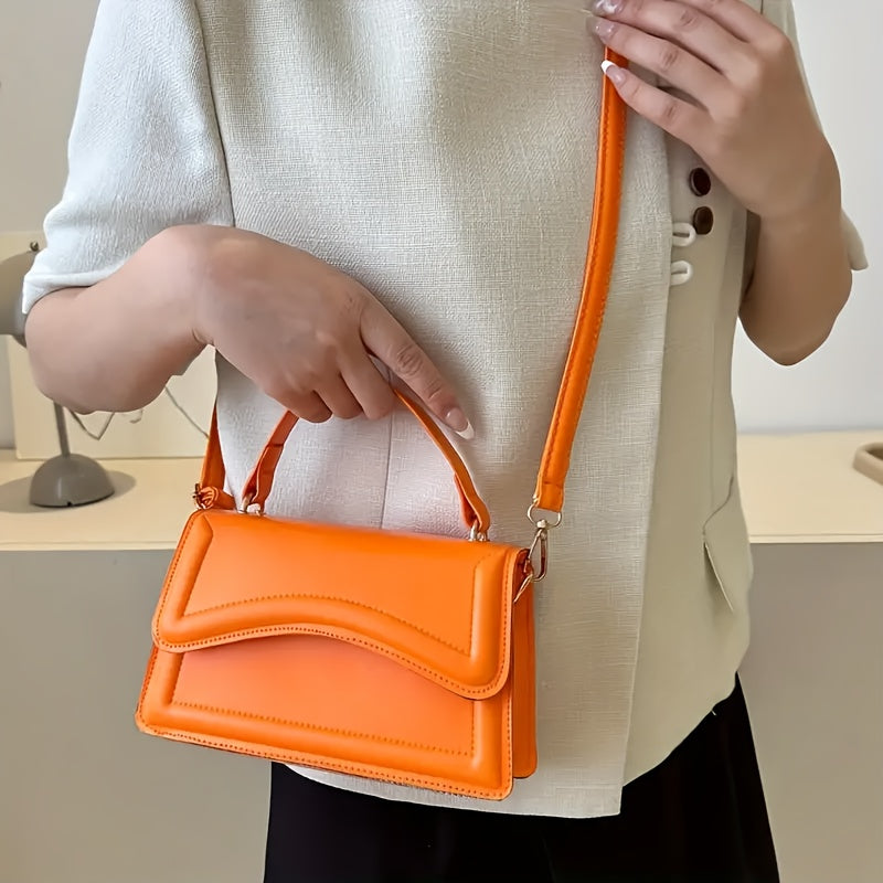 Stylish Mini Shoulder Bag, Women's Crossbody Bag, Solid Flap Square Tote