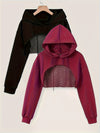 2pcs Y2K Solid Color American Style Hoodie for Women Sweet and Sexy Fashionable Top for Women Spring/Summer/Autumn 2023 New Salt Style Street Sports Casual Jacket