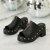 New Thick Sole Sandals Fashion High Heels Women's Headless Half Slippers