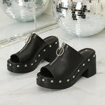 New Thick Sole Sandals Fashion High Heels Women's Headless Half Slippers