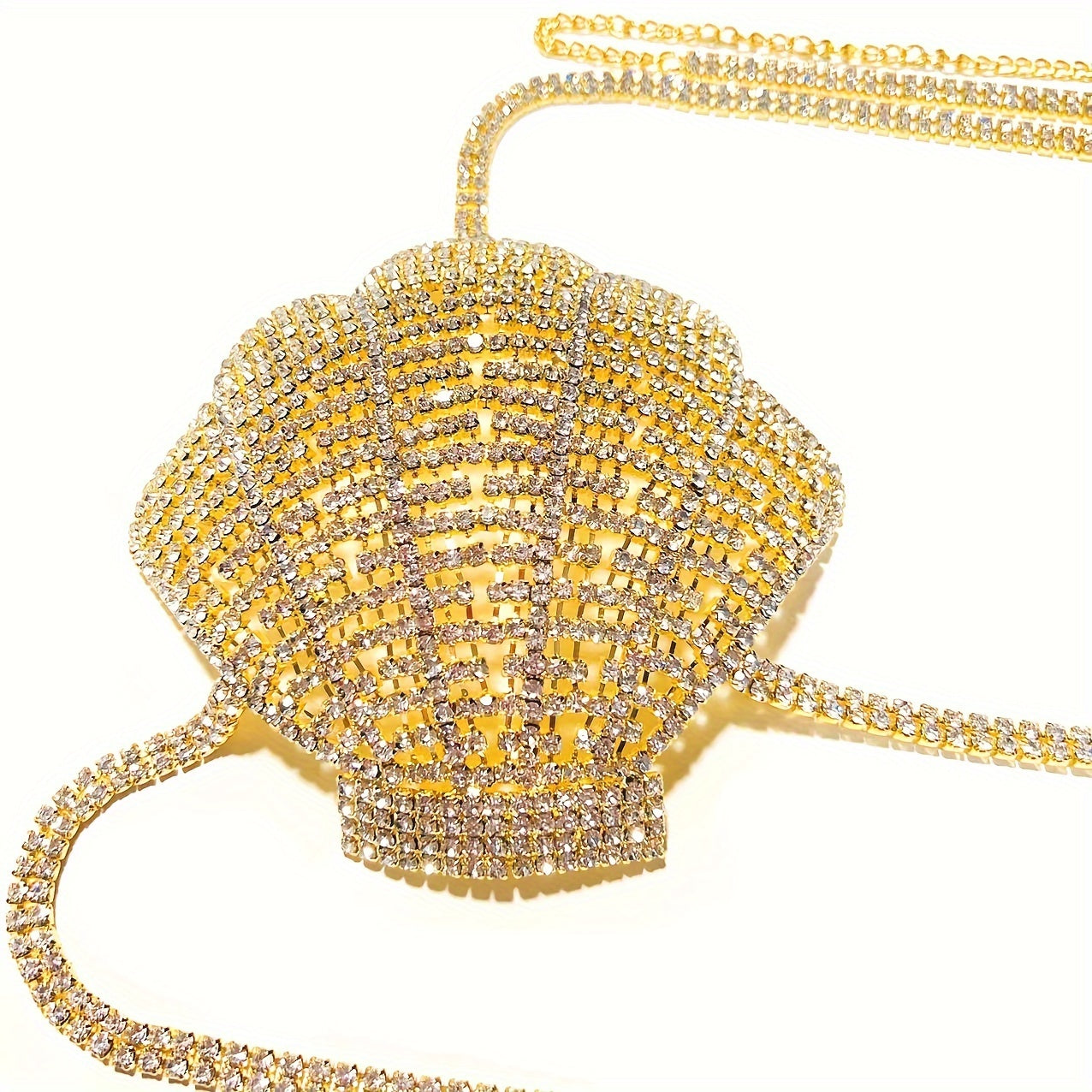 Perfect for Fashionable Ladies: A Dazzling Chest Chain with Rhinestone And A Stunning Hollowed-out Water Diamond Bikini Body Chain, Suitable for Nightclub Accessories