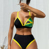 ZAFUL Women'S Casual Chic Color Blocked Geometric Stitching, Backless Cross Tie Sexy Bikini Set