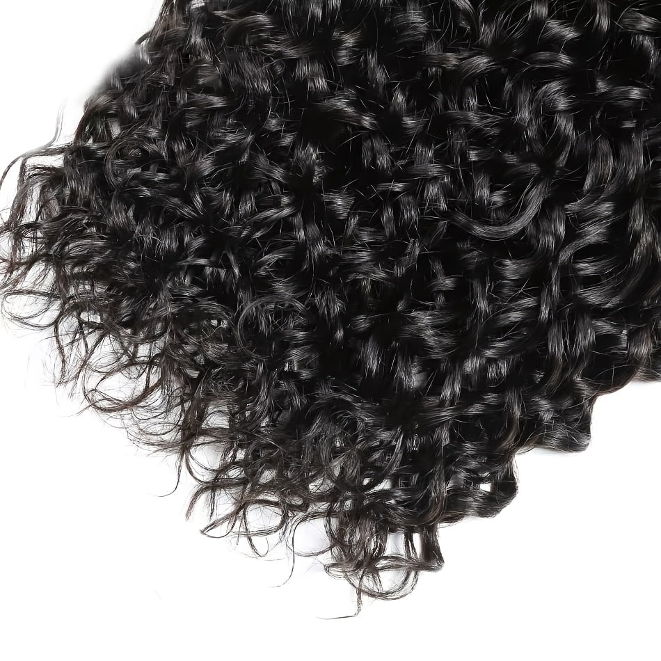 3 Bundles Jerry Curly Brazilian Human Hair Extensions with 5x5 HD Closure - Wet and Wavy Virgin Hair, Free Part, Unprocessed, 350g, Natural Black for Stunning Curls