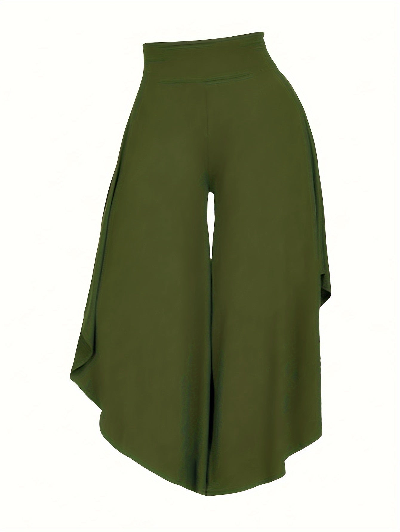 Solid Color Asymmetrical Wide-Leg Pants