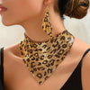 3-Piece Luxurious Leopard Print Choker Necklace and Earring Set - 14K Golden Plated Zinc Alloy, Sexy Fashion Jewelry for Women with Daily Wear and Party Versatility, Hypoallergenic and Nickel-Free, Perfect Gift Idea