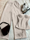 Women's Long Pants & Sleeveless Crop Hoodie Set – Casual Solid Color Two-Piece Loungewear with Drawstring Waist