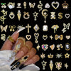 30pcs Luxury Alloy Nail Charms Golden/Silvery Random Mixed Nail Art Decorations Glitter Crystal Gems Rhinestones Alloy Nail Charms