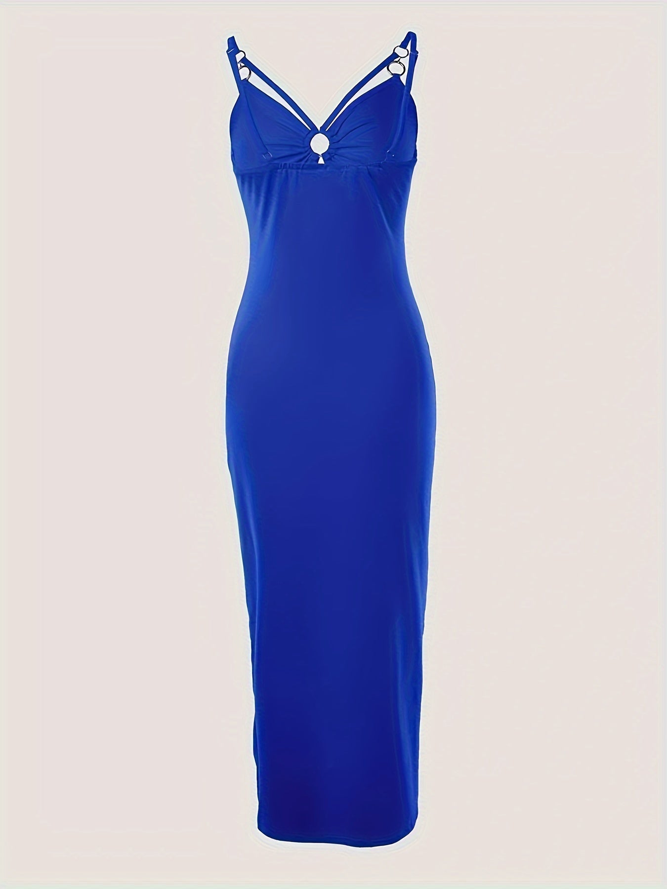 Sultry Split Thigh Ruched Bodycon Dress - Elegant Sleeveless V Neck Cami Dress for Women - Spring and Summer Fashion, Body-Hugging, Comfortable, and Flattering Clothing