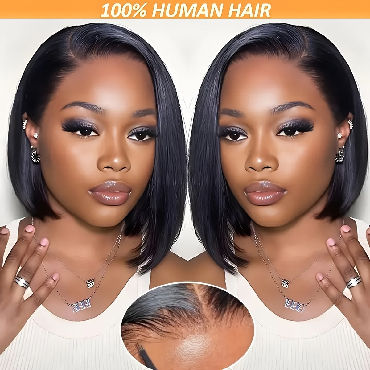 TIMOPOL Bob Wig Human Hair Glue-Free 13x4 Lace Front Wig Human Hair 10-16 "pre-drawn High Definition Clear Lace 150% Density Short Bob Wig for Women