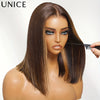 Unice Espresso Brown Straight Bob Wig with Highlights, 7x5 Lace Front, Pre-Cut Pre-Bleached, Glueless Human Hair, 150% Density, Ready to Wea